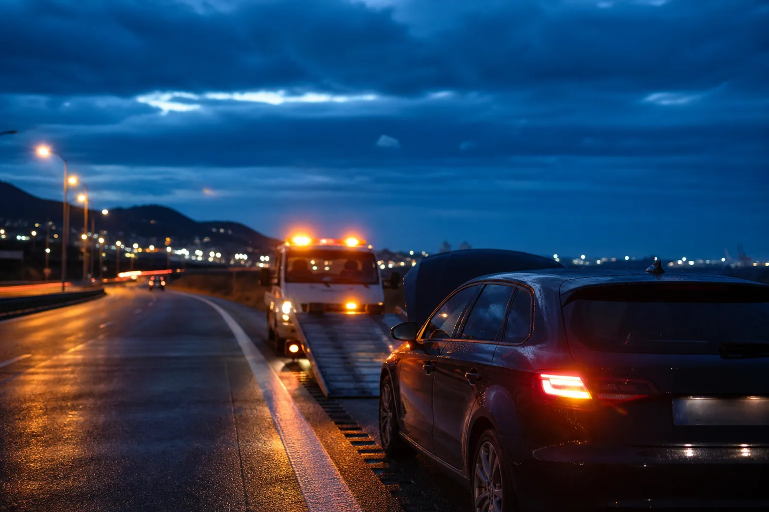Dépanneuse Marseille en approche sur axe routier, délai d’intervention 30-45 min